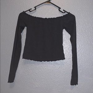 Dark Gray Off-Shoulder Top